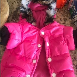 Pink Parka jacket for small female dog